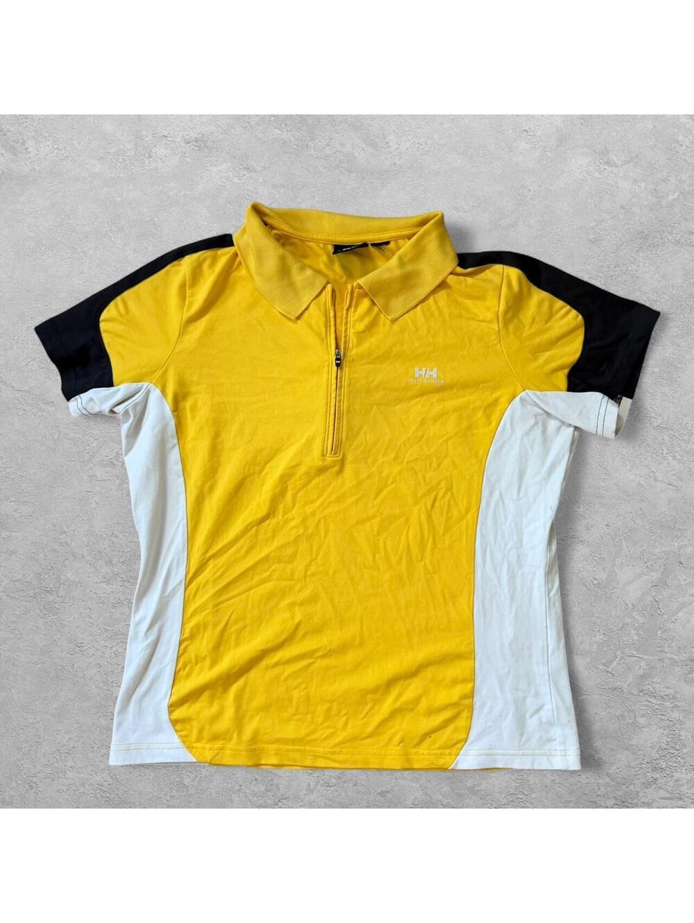 Helly Hansen Yellow Colorblock Zip Quarter Polo Shirt - Size XL